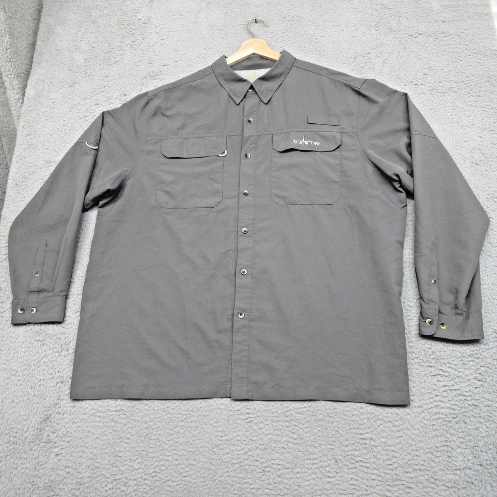 Habit Fishing Shirt Mens 2XL Gray Vented UPF 40+ Outdoor Hiking Long Sleeve